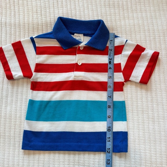 Knitite Vintage 80's Boys Wide Striped Short Sleeve Polo Shirt Size 2 Made U.S.A - Picture 9 of 9